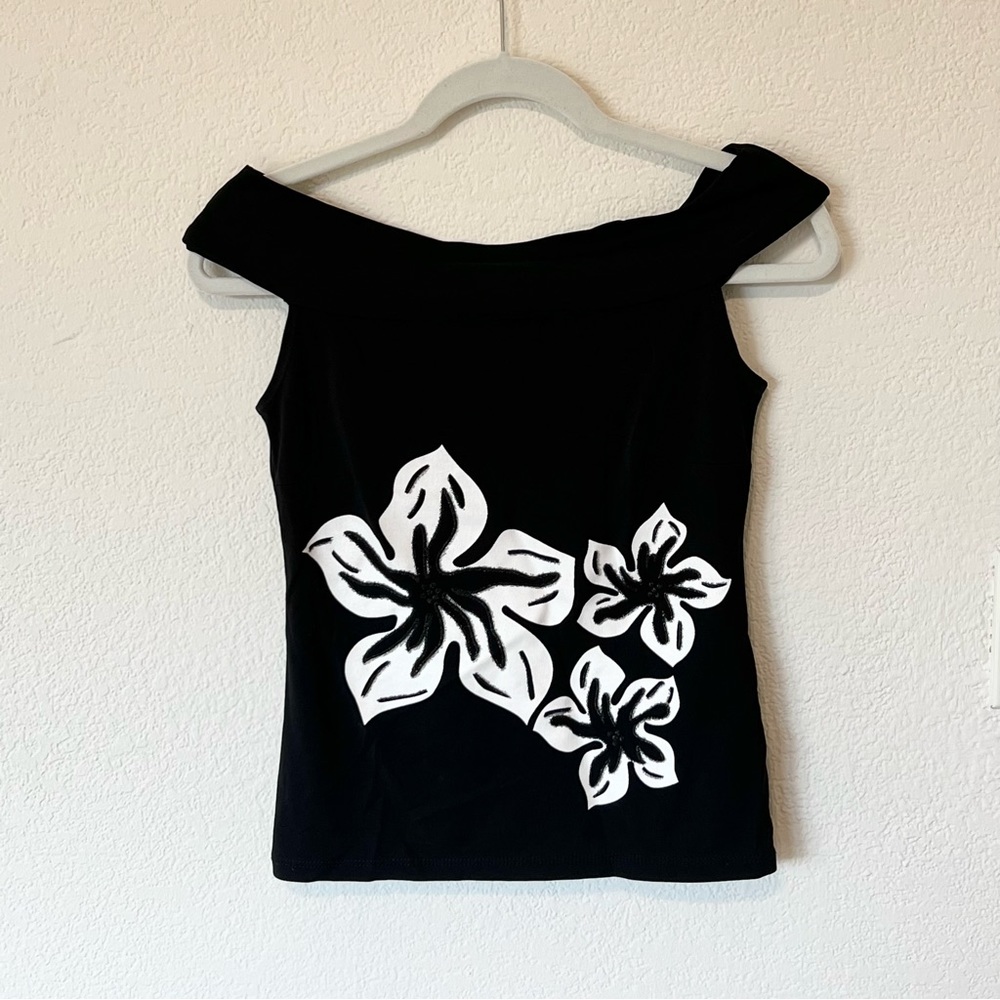Vintage Y2K 2000s coconut girl tropical floral top